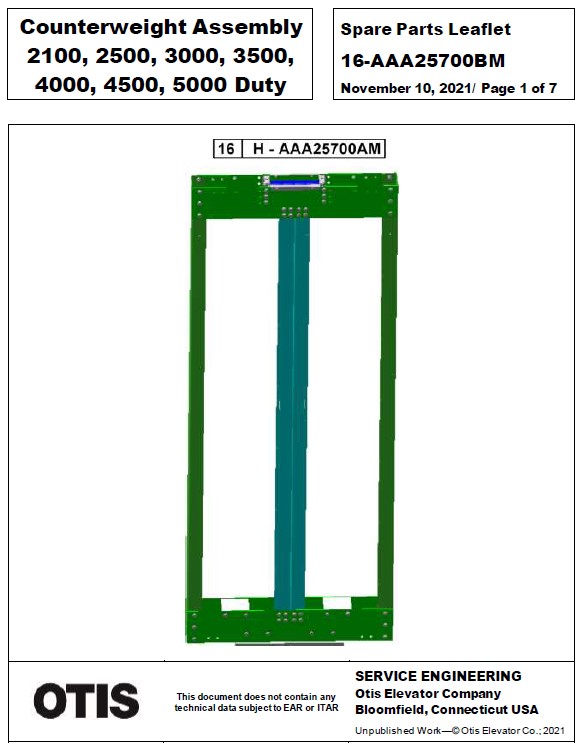 SPL 16-AAA25700BM Counterweight Assembly 2100, 2500, 3000, 3500, 4000, 4500, 5000 Duty