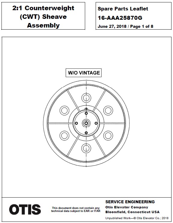 SPL 16-AAA25870G 2:1 Counterweight Sheave Assembly