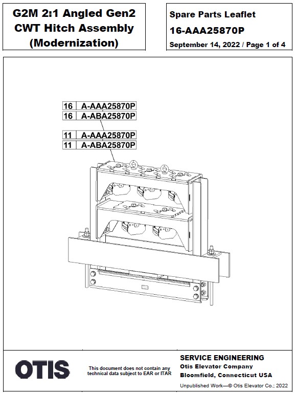 SPL 16-AAA25870P G2M 2:1 Angled Gen2 CWT Hitch Assembly (Modernization)