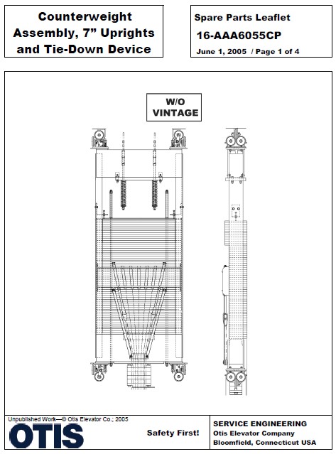 SPL 16-AAA6055CP Counterweight Assembly, 7” Uprights and Tie Down Device