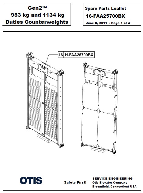 SPL 16-FAA25700BX Gen2 953 kg and 1134 kg Duties Counterweights