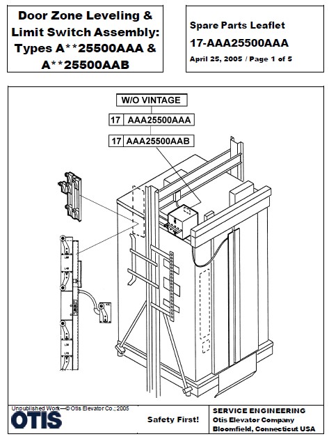 SPL 17-AAA25500AAA Door Zone Leveling and Limit Switch Assembly