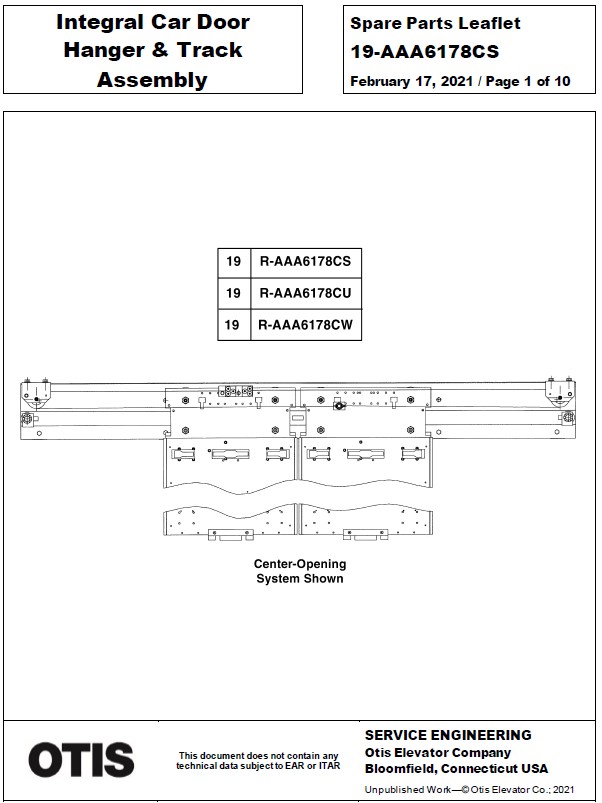 SPL 19-AAA6178CS Integral Car Door Hanger and Track Assembly