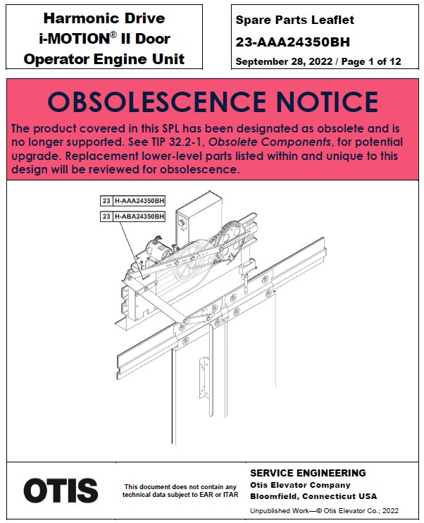 SPL 23-AAA24350BH Harmonic Drive i-MOTION II Door Operator Engine Unit