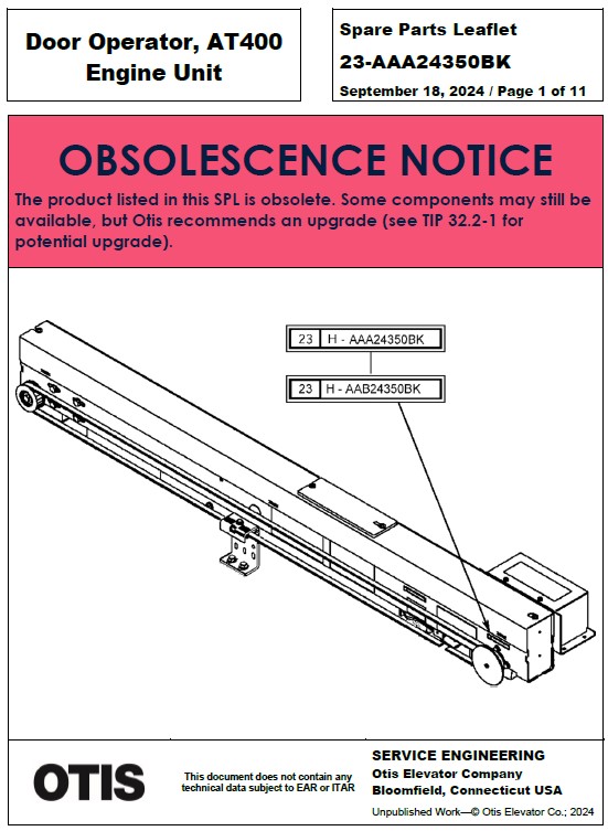 SPL 23-AAA24350BK Door Operator AT400 Engine Unit