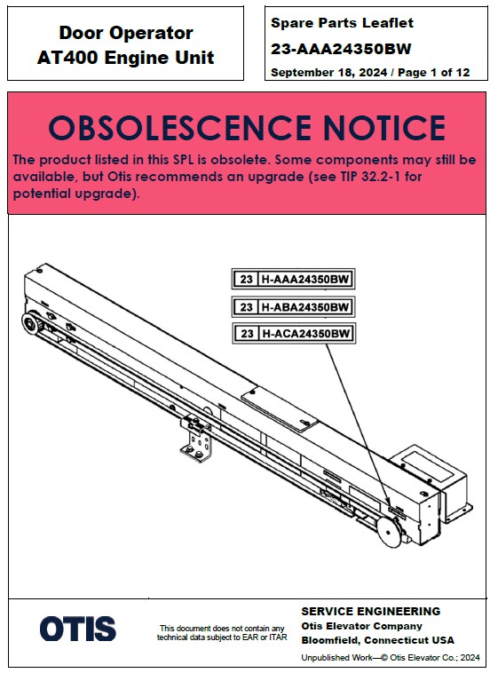 SPL 23-AAA24350BW Door Operator AT400 Engine Unit