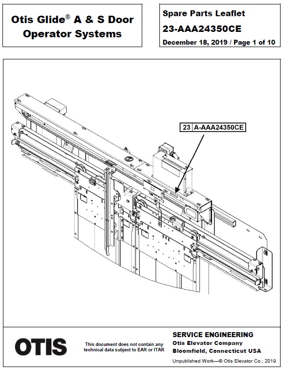 SPL 23-AAA24350CE Otis Glide A and S Door Operator Systems