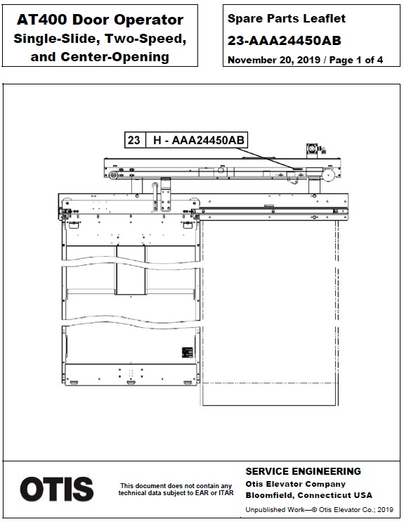 SPL 23-AAA24450AB AT400 Door Operator S/S, 2/S & C/O