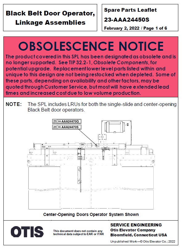 SPL 23-AAA24450S Black Belt Door Operator Linkage Assemblies