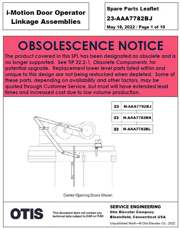 SPL 23-AAA7782BJ i-Motion Door Operator Door Operator Linkage Assemblies 