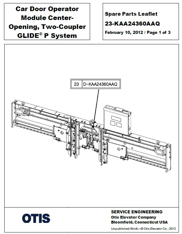 SPL 23-KAA24360AAQ Door Operator Module Center Opening, Two Coupler Glide P System