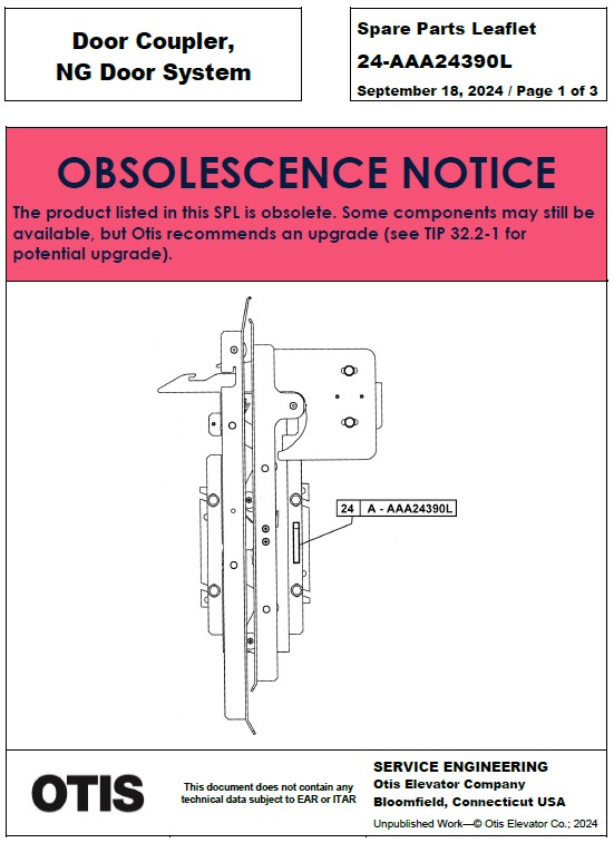 SPL 24-AAA24390L Door Coupler, NG Car Door System