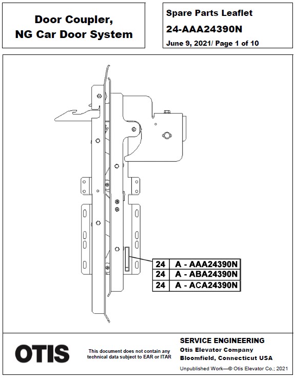 SPL 24-AAA24390N Door Coupler, NG Car Door System