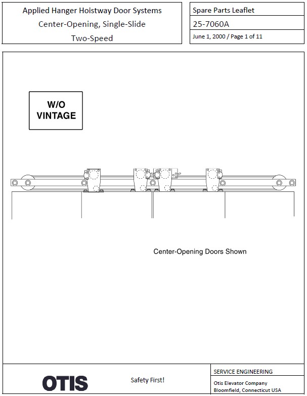 SPL 25-7060A Applied Hanger Hoistway Door Systems Center‐Opening, Single‐Slide