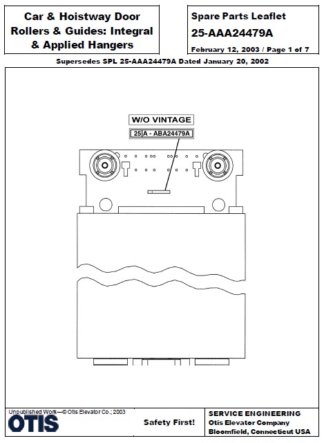 SPL 25-AAA24479A Car & Hoistway Door Rollers & Guides: Integral & Applied Hangers