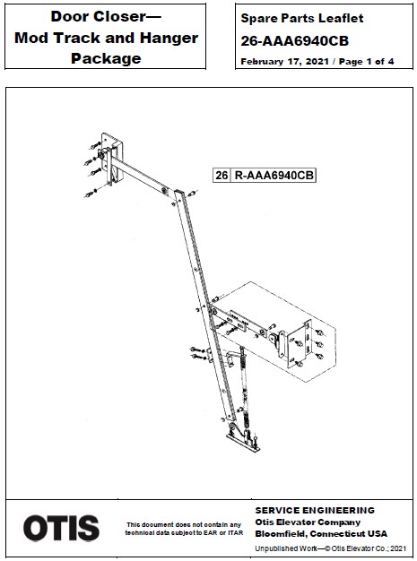 SPL 26-AAA6940CB Door Closer Mod Track and Hanger Package