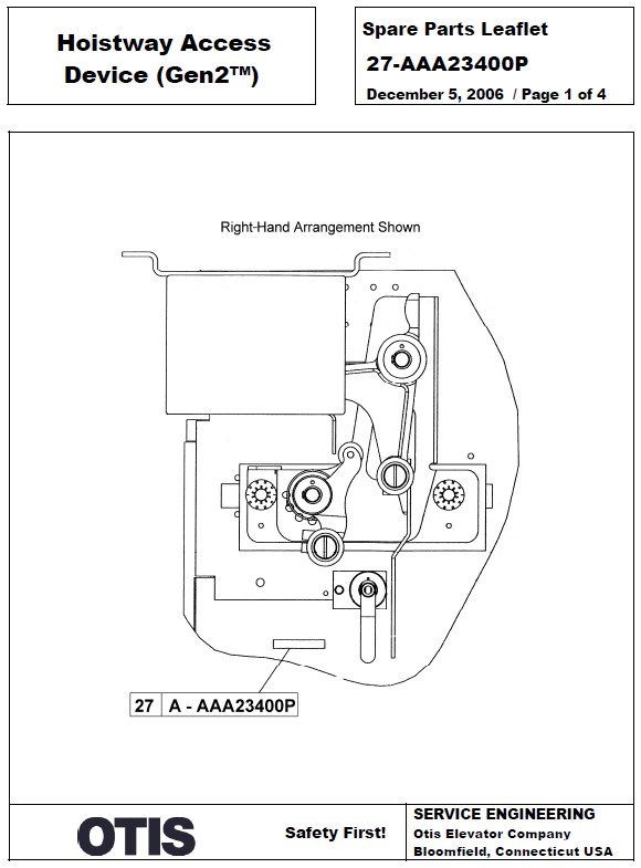 SPL 27-AAA23400P Hoistway Access Device Gen2