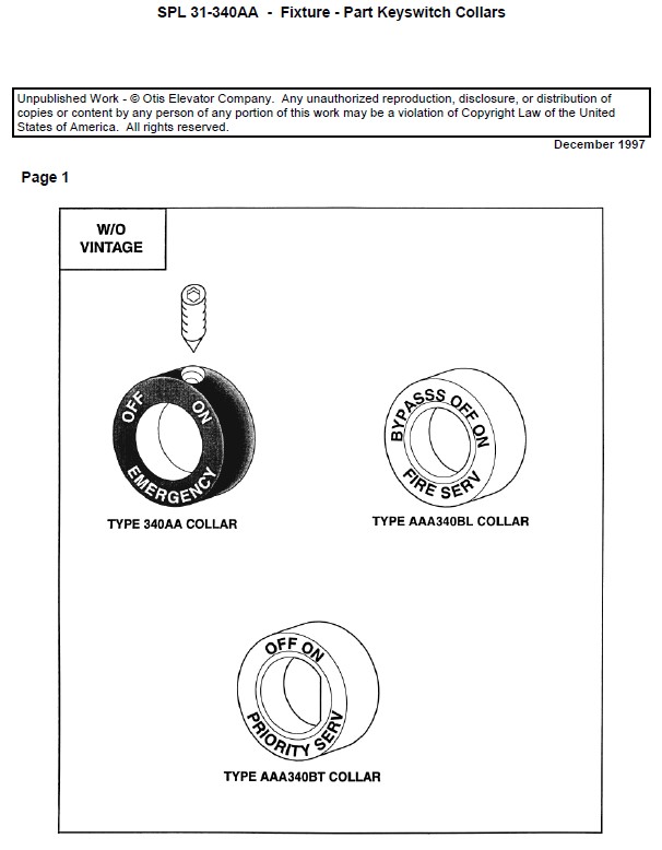 SPL 31-340AA Fixture - Part Keyswitch Collars