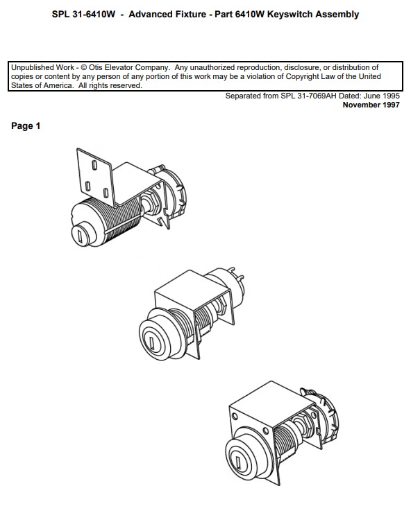 SPL 31-6410W Advanced Fixture - Keyswitch Assembly