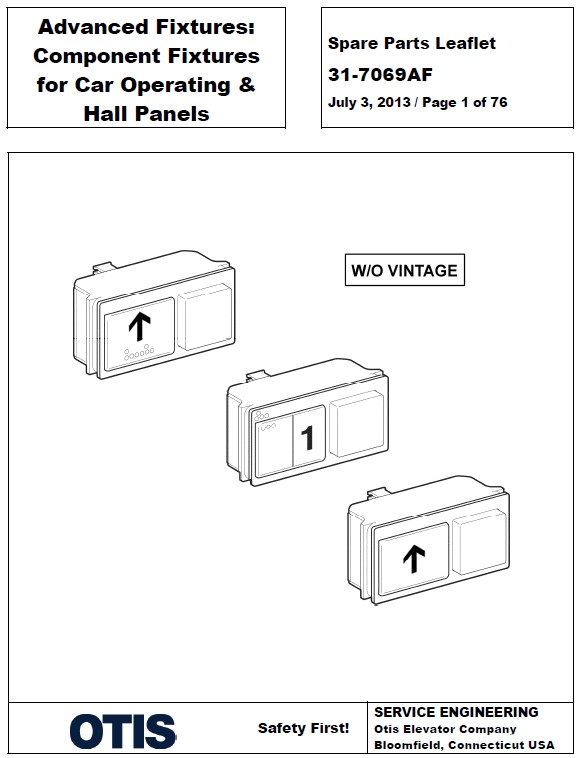 SPL 31-7069AF Component Fixtures for Car Operating and Hall Panels button