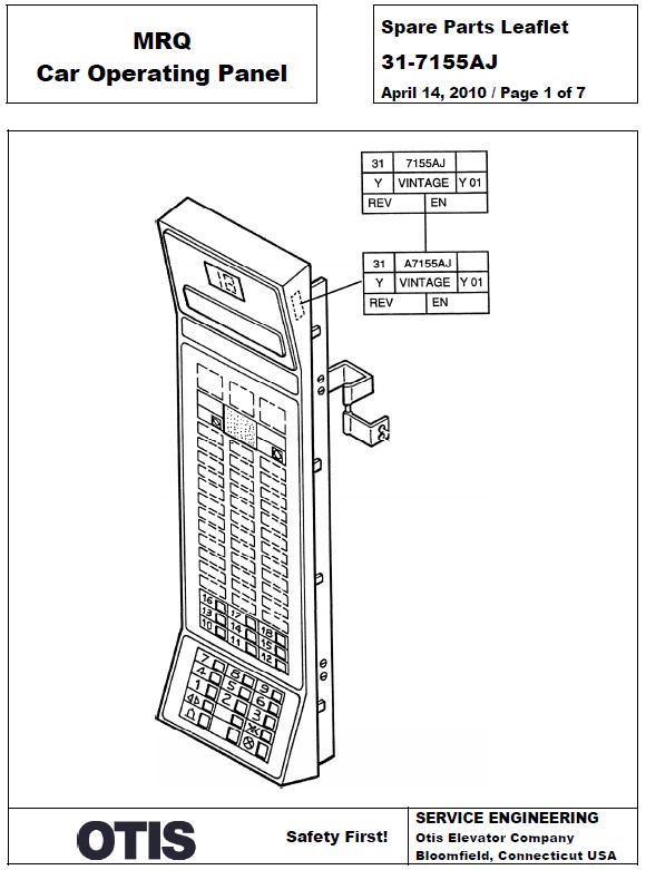 SPL 31-7155AJ MRQ Car Operating Panel