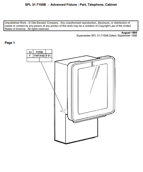 SPL 31-7155B Advanced Fixture - Part, Telephone Cabinet