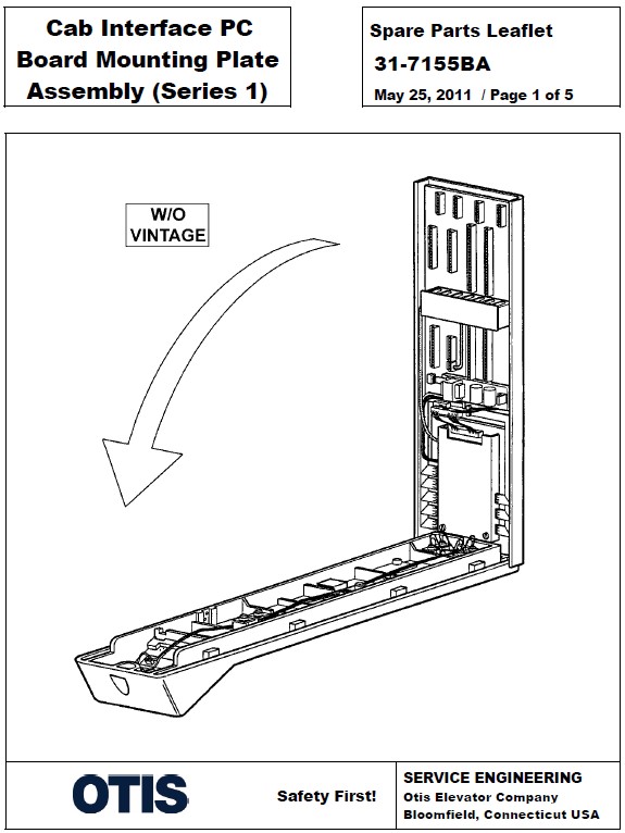 SPL 31-7155BA Cab Interface PC Board Mounting Plate Assembly (Series 1)