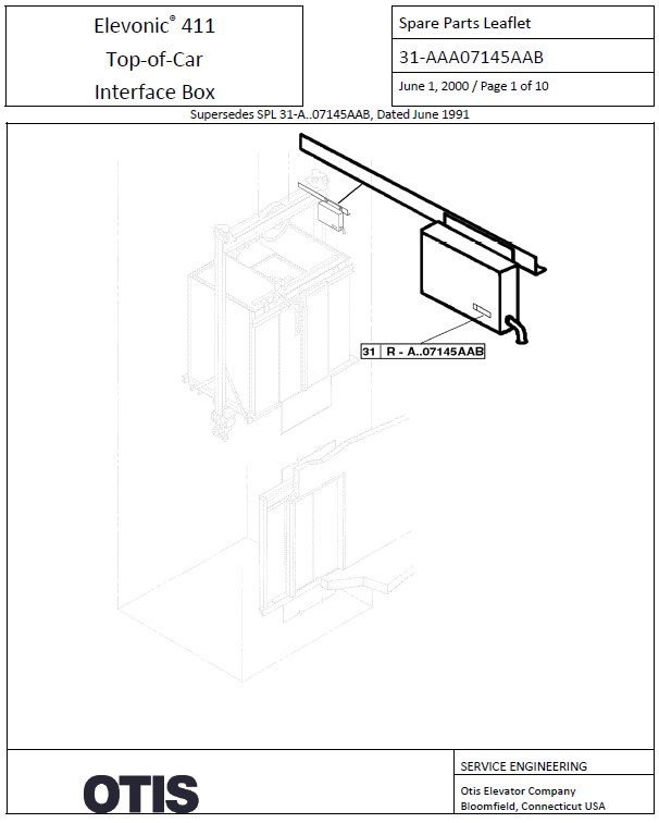 SPL 31-AAA07145AAB Elevonic 411 Top-of-Car Interface Box