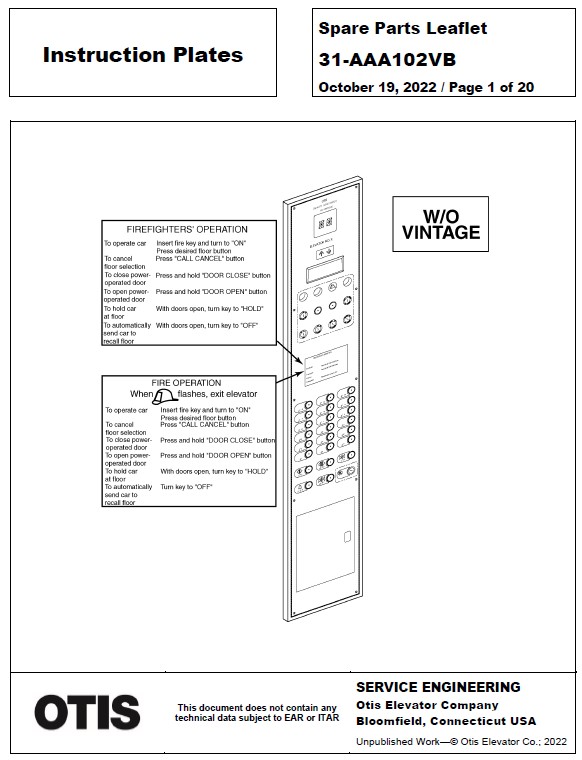 SPL 31-AAA102VB Instruction Plates