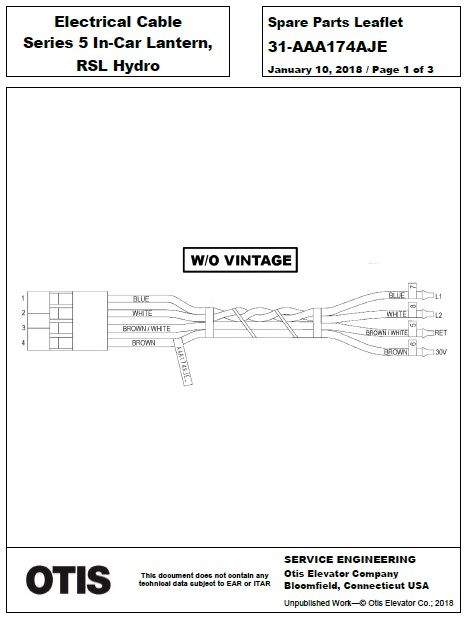 SPL 31-AAA174AJE Electrical Cable Series 5 In Car Lantern, RSL Hydro