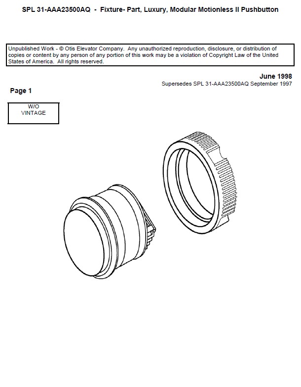 SPL 31-AAA23500AQ Fixture- Part, Luxury, Modular Motionless II Pushbutton