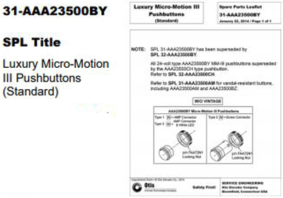 SPL 31-AAA23500BY Luxury Micro-Motion III Pushbuttons (Pointer to SPL 32-AAA23500BY)