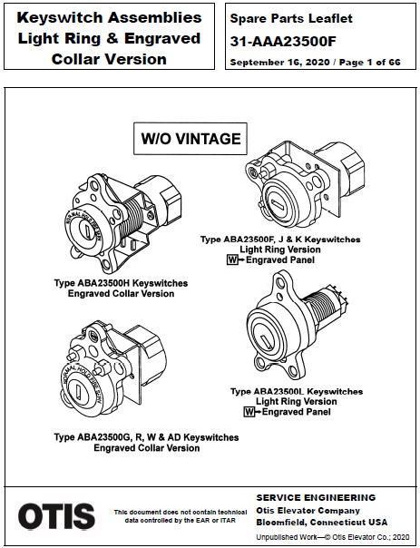 SPL 31-AAA23500F Keyswitch Assemblies Light Ring and Engraved Collar Version