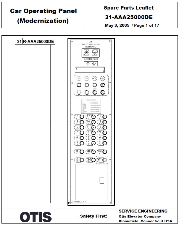 SPL 31-AAA25000DE Car Operating Panel (Modernization)