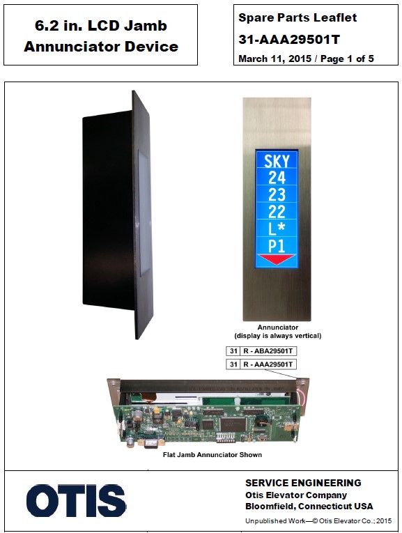 SPL 31-AAA29501T 6.2 in. LCD Jamb Annunciator Device