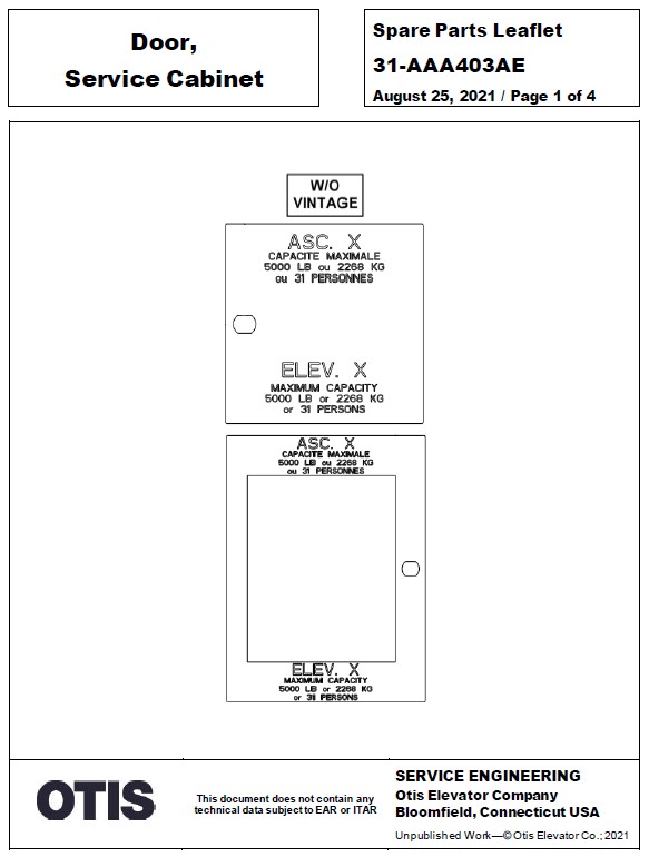 SPL 31-AAA403AE Door, Service Cabinet