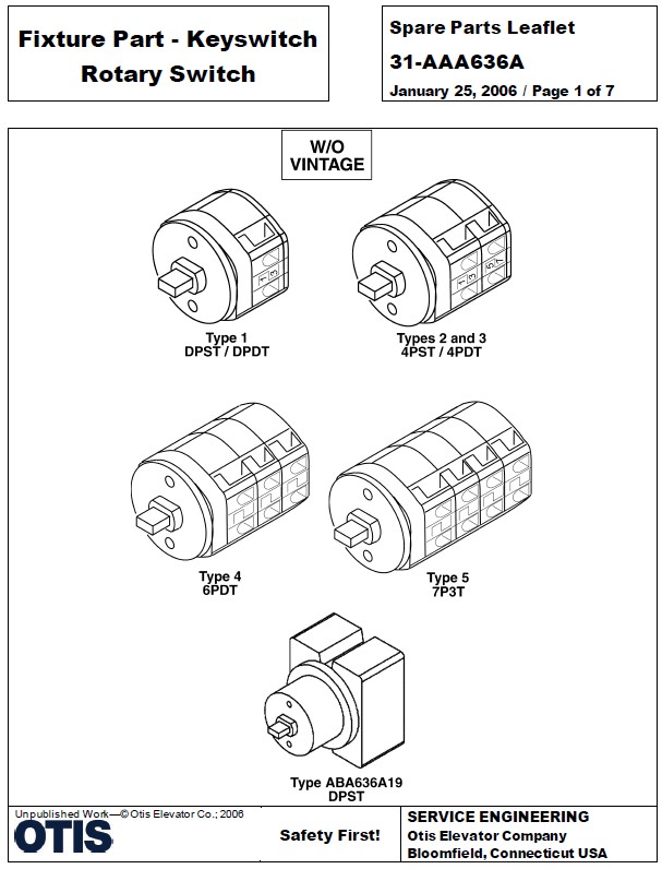 SPL 31-AAA636A Fixture Part - Keyswitch Rotary Switch