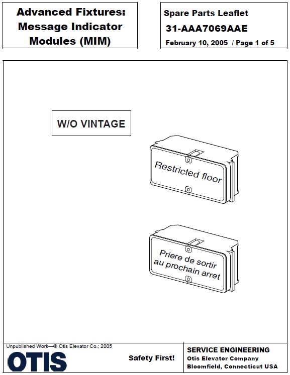 SPL 31-AAA7069AAE Advanced Fixtures: Message Indicator Modules (MIM)