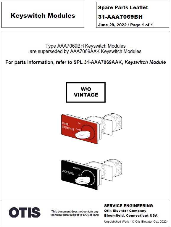 SPL 31-AAA7069BH Keyswitch Modules