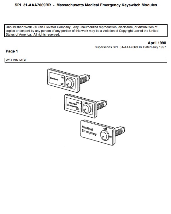 SPL 31-AAA7069BR Massachusetts Medical Emergency Keyswitch Module