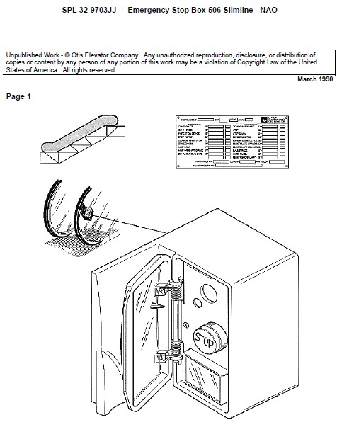 SPL 32-9703JJ Escalator Operating Panel EmergencyStop 506SL