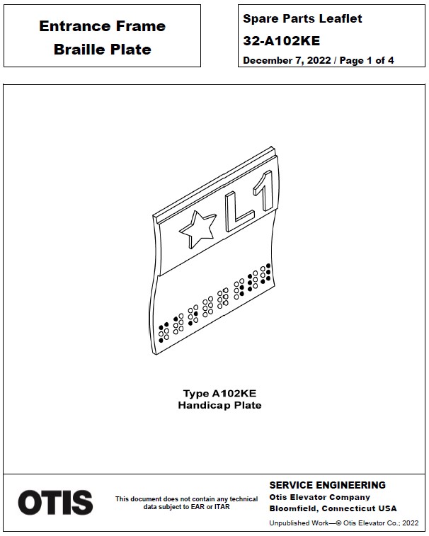 SPL 32-A102KE Entrance Frame Braille Plate