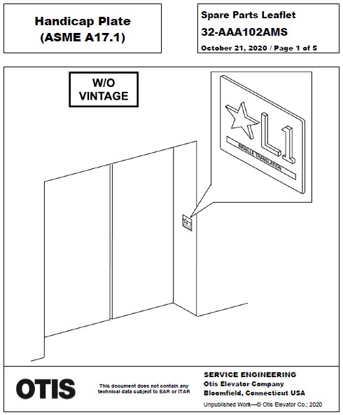 SPL 32-AAA102AMS Handicap Plate (ASME A17.1)