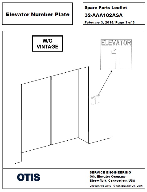 SPL 32-AAA102ASA Elevator Number Plate