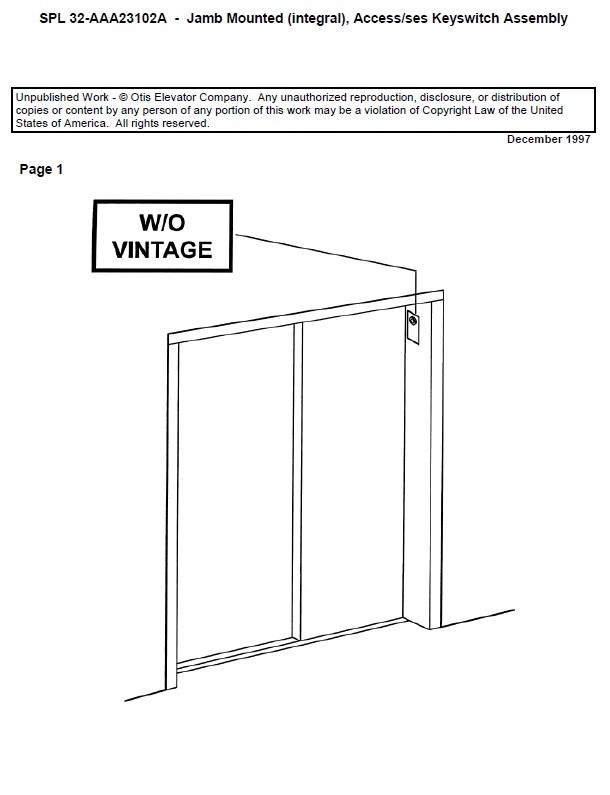 SPL 32-AAA23102A Jamb Mounted (integral), Access/ses Keyswitch Assembly