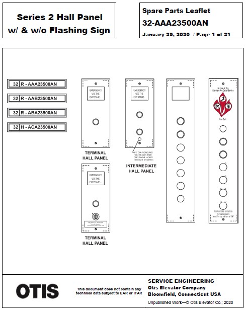 SPL 32-AAA23500AN Series 2 Hall Panel with and without Flashing Sign