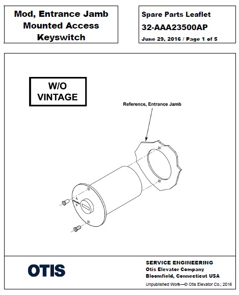 SPL 32-AAA23500AP Mod, Entrance Jamb Mounted Access Keyswitch