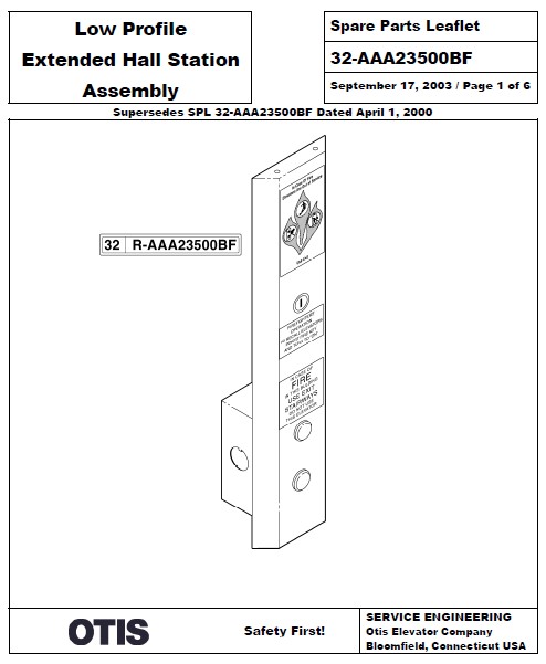 SPL 32-AAA23500BF Low Profile Extended Hall Station Assembly