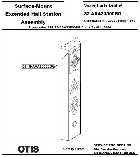 SPL 32-AAA23500BG Surface Mount Extended Hall Station Assembly