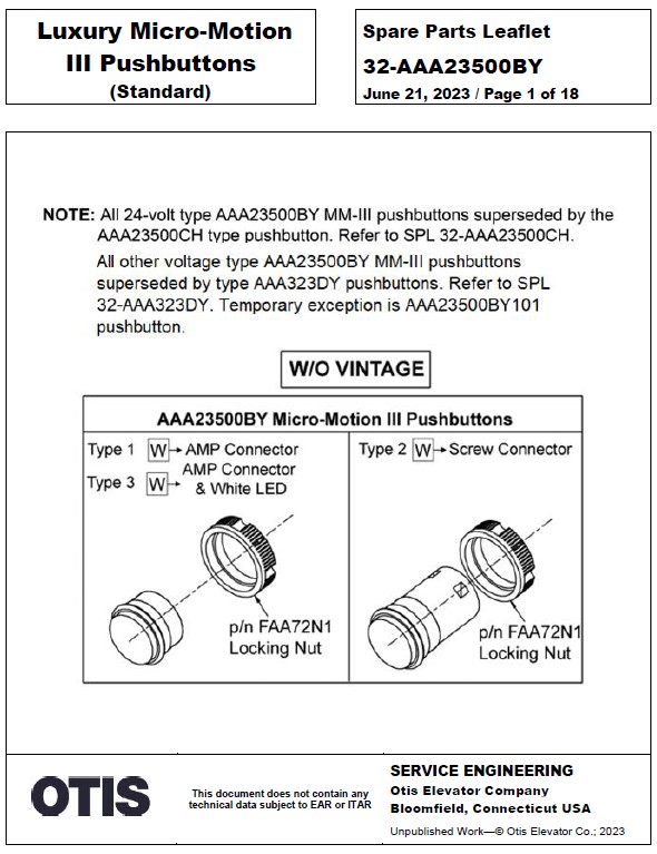 SPL 32-AAA23500BY Luxury Micro-Motion III Pushbuttons (Standard)